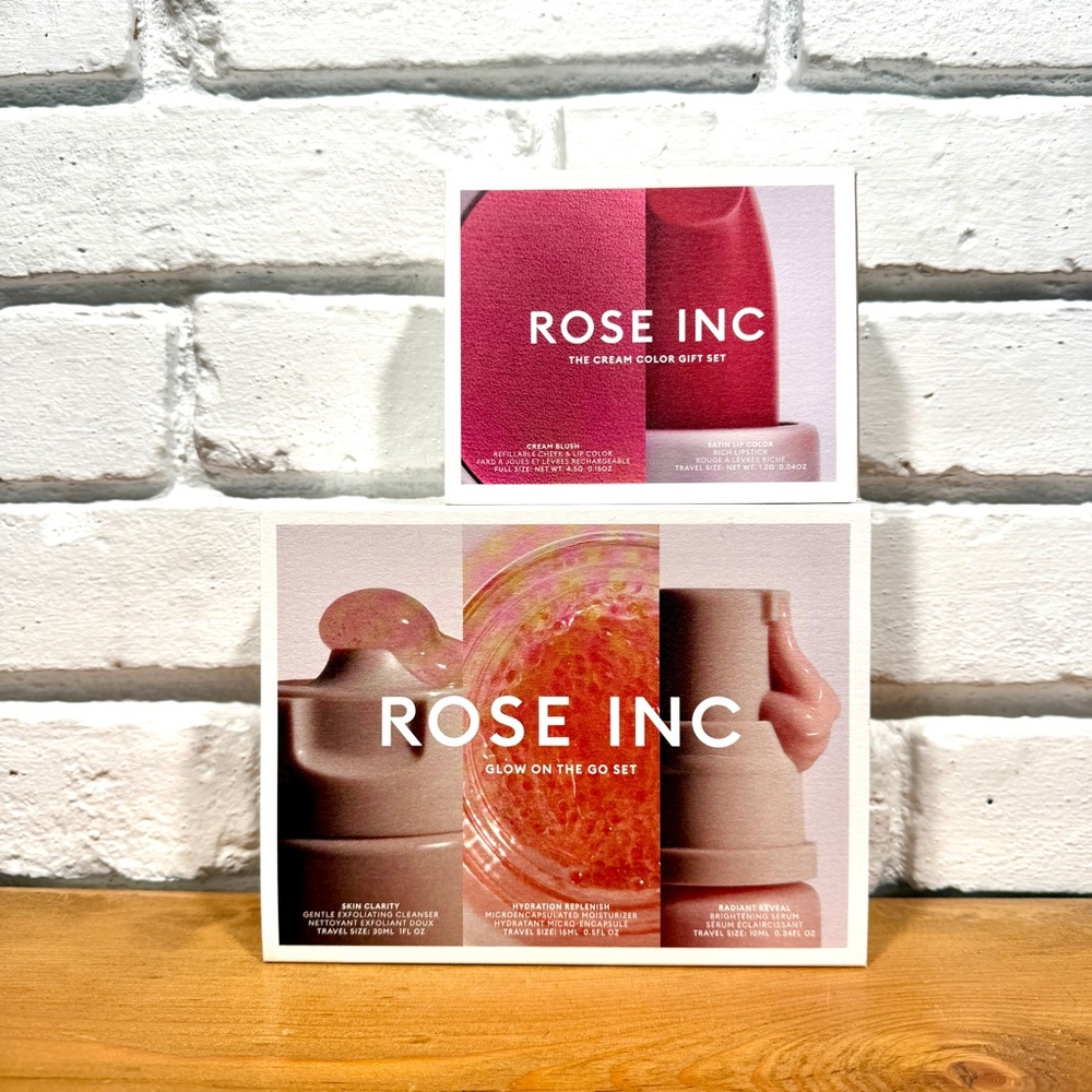 Rose Inc Makeup & Skincare Duo Set | Blush, Lip & Glow On The Go Kit Brand New